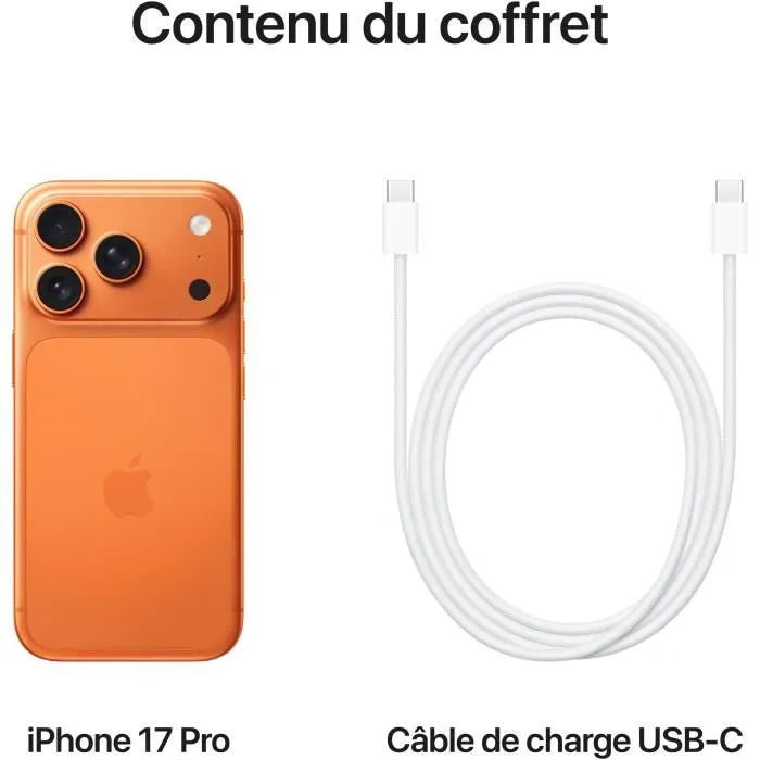 Apple iPhone 17 Pro Orange  5G  - 512 Go ROM - IOS 26 - 1SIM. Apple iPhone 17 Pro Orange  5G  - 512 Go ROM - IOS 26 - 1SIM.